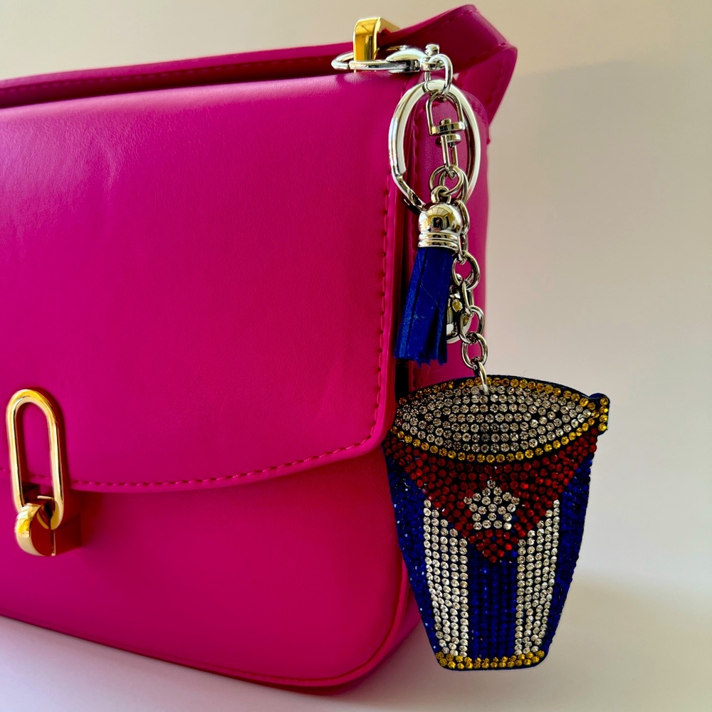 Cuba flag purse keychain crystals rhinestones